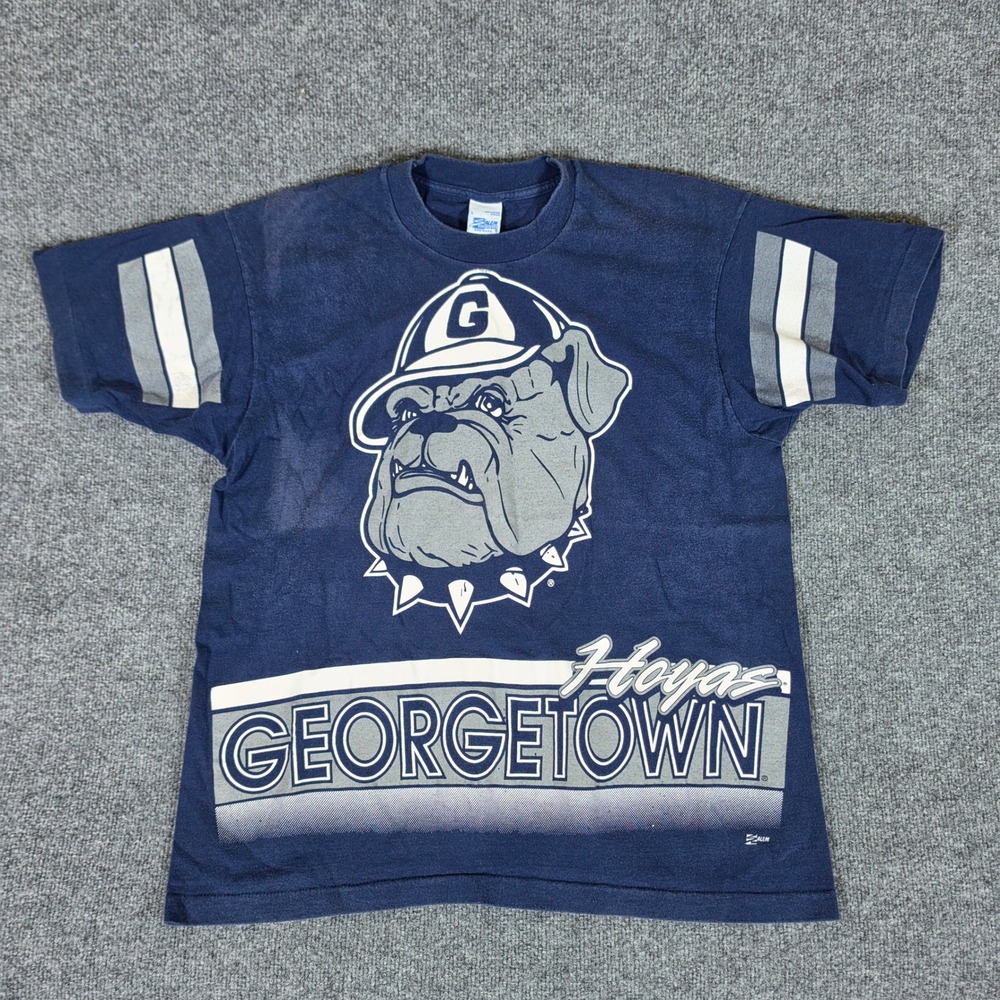 Vintage Salem Sportswear Georgetown Hoyas T-Shirt Mens L Navy Made in USA 90s